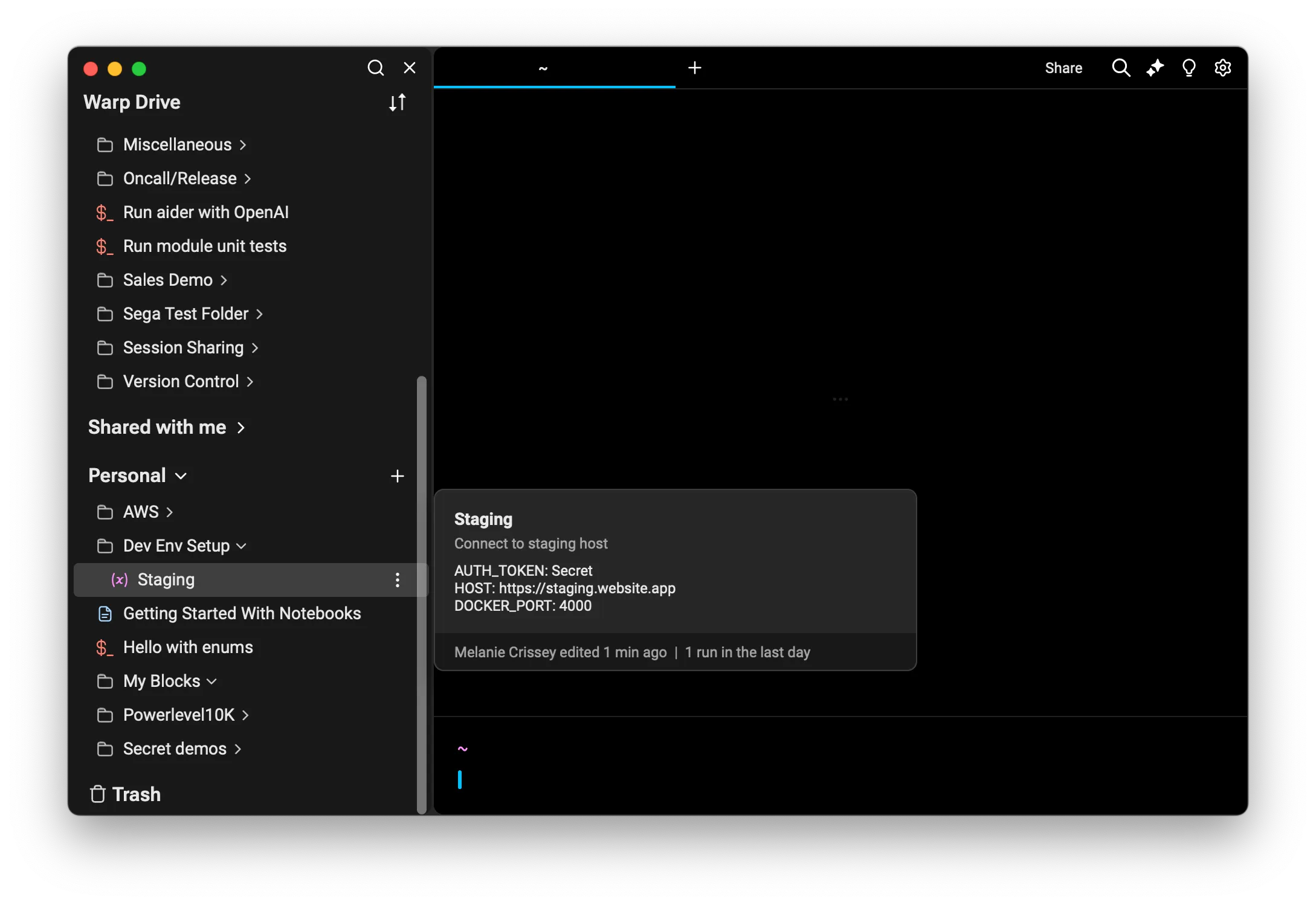 Confirmation block prompting to load environment variables into the current session.